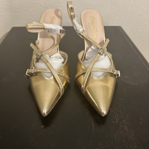 Chase and Chloe Camila-9 Metallic Gold Heels  Pumps‎ Size 8- New in Box - Picture 6 of 14